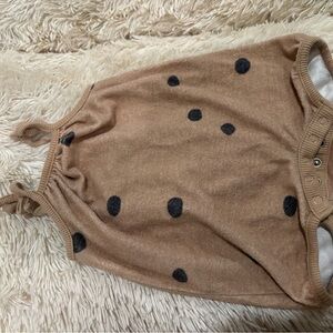 Tan and Black Polka Dot Baby Romper